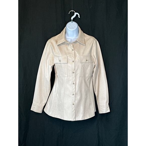 FORMING Faux Leather Button Shirt S Shacket Classic Luxury Retro Streetwear - Picture 1 of 16